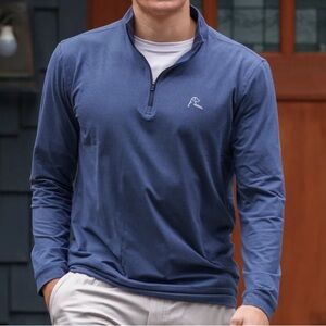 Rhoback, Men's Performance Q-Zip. Fleet Navy/Slate Blue. NWT